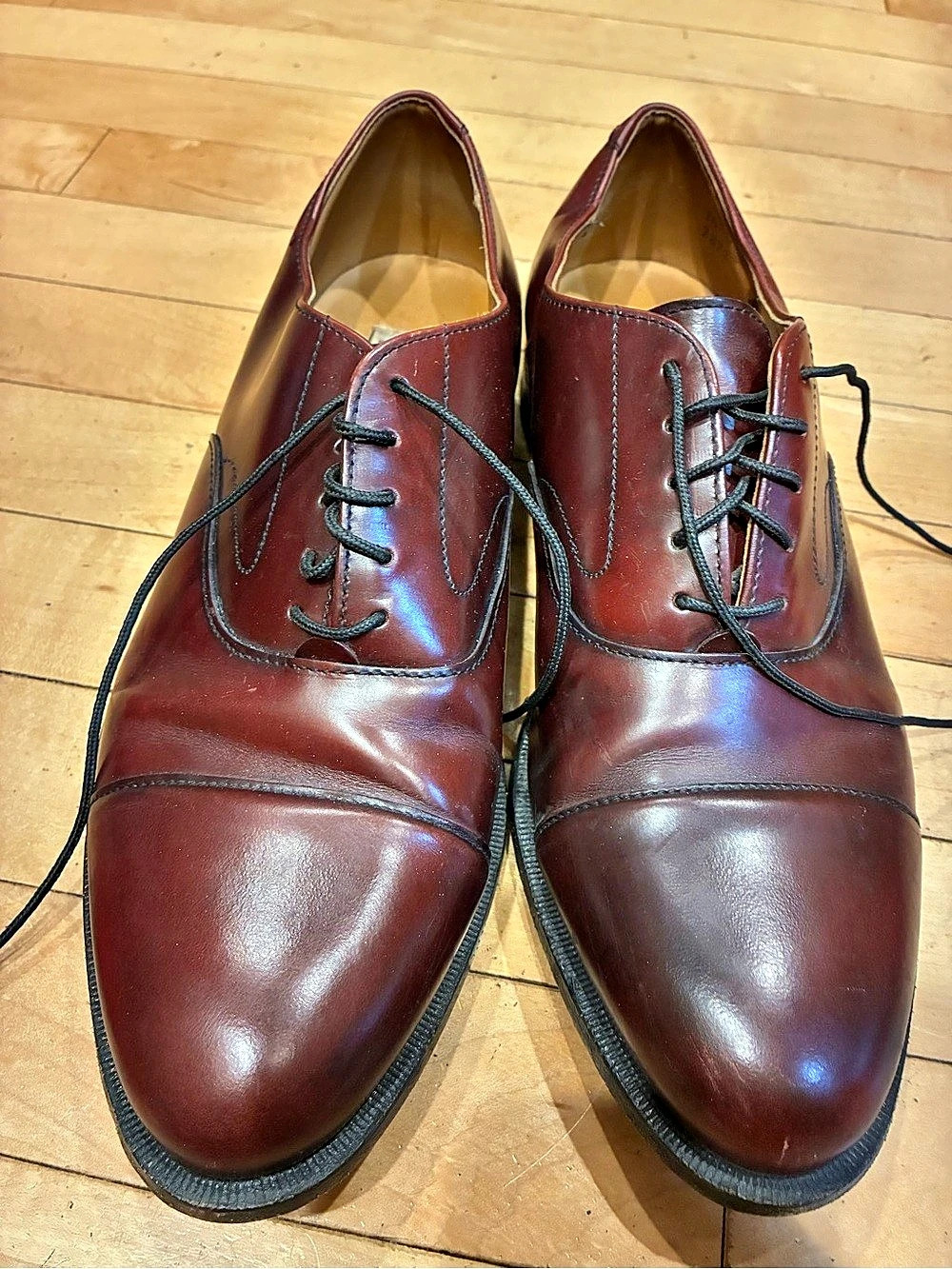 Cap Toe Leather-Look Oxfords in Brown